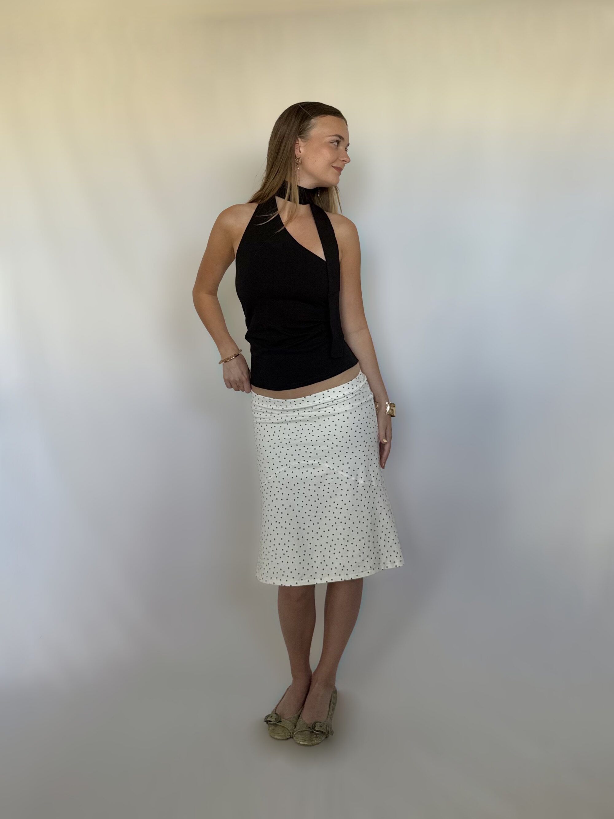 One shoulder top with scarf - Black