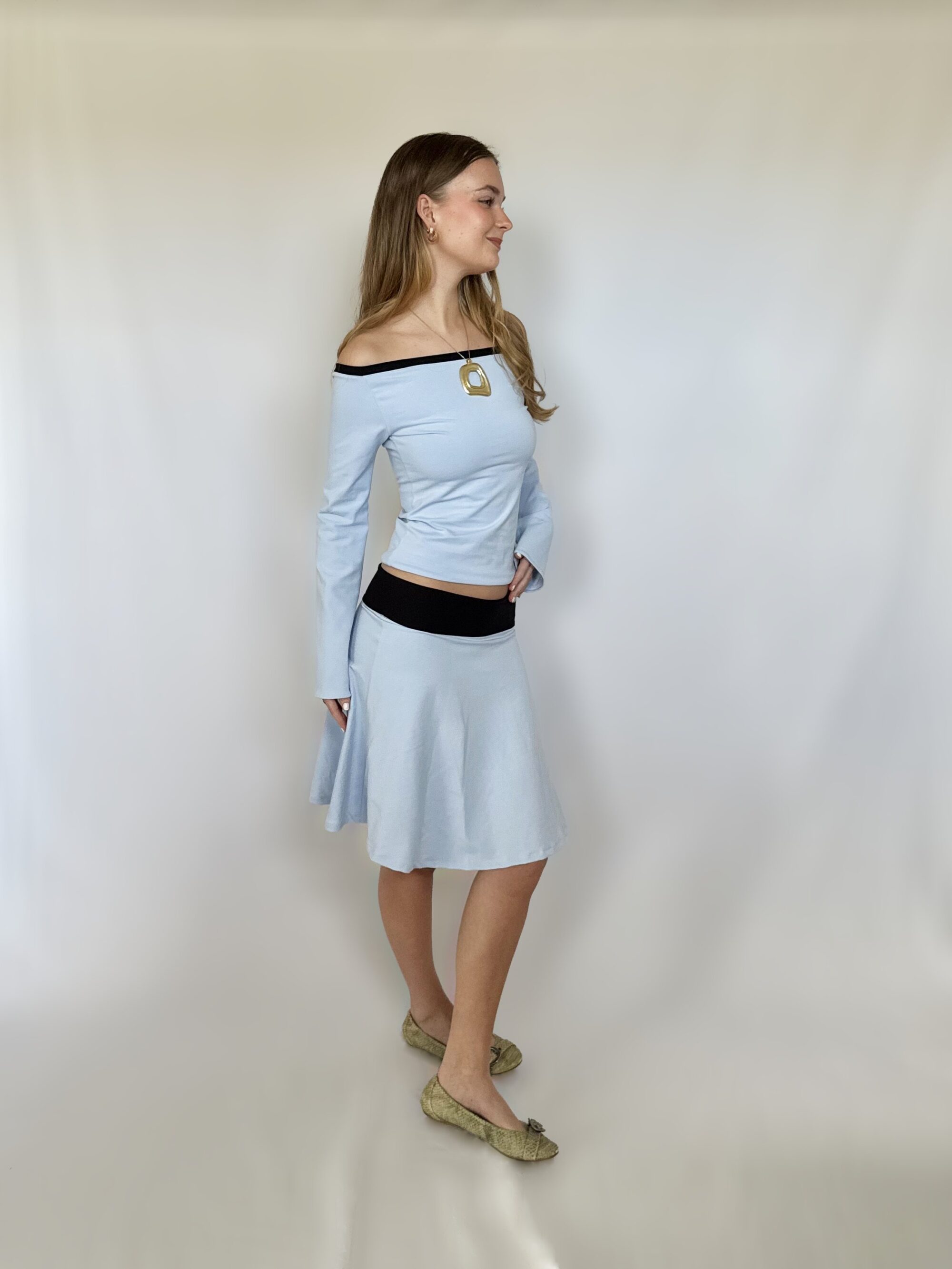 Flared skirt - Blue and black